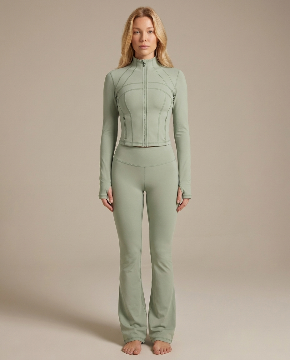 Huxe Sculpt Set – Sage | Flared Legging & Corset Jasje