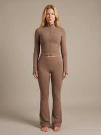 Huxe Sculpt Set – Mocha | Flared Legging & Corset Jasje 1