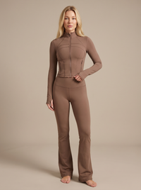 Huxe Sculpt Set – Mocha | Flared Legging & Corset Jasje 2