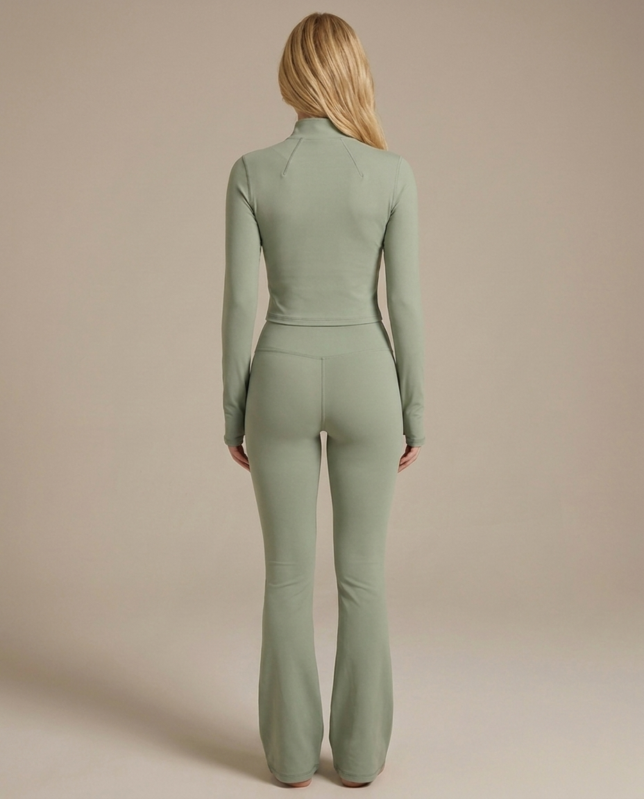 Huxe Sculpt Set – Sage | Flared Legging & Corset Jasje